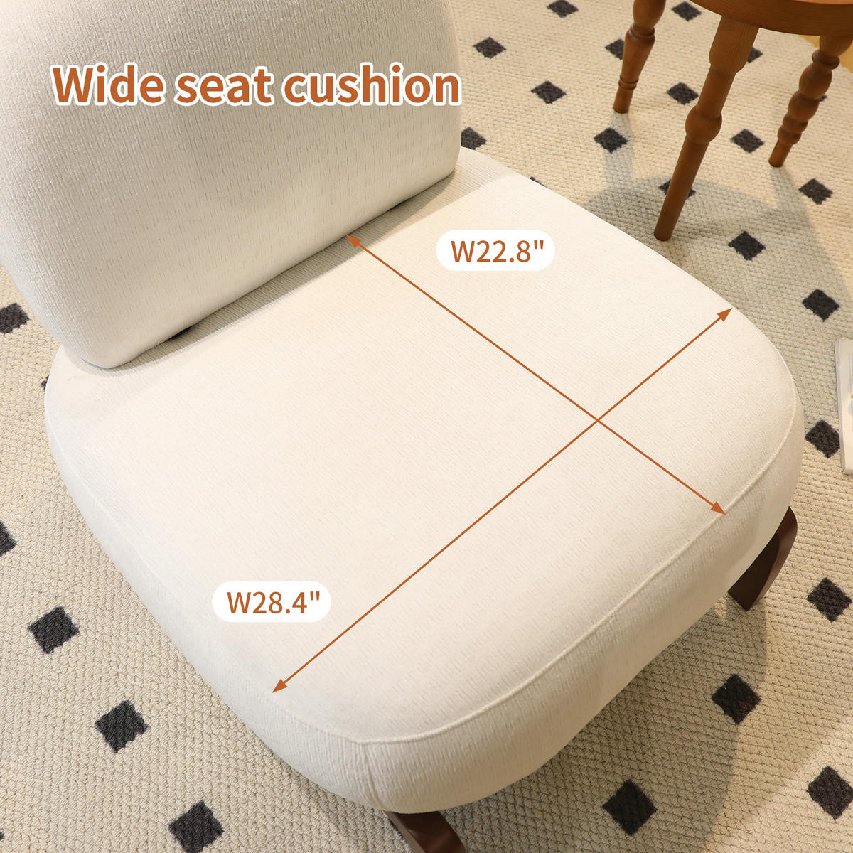 POLSTERSESSEL Ohne Armlehnen Samt Massivholzbeine - Weiß, Textil (86.9/69.9/72.1cm) - Urban Meuble