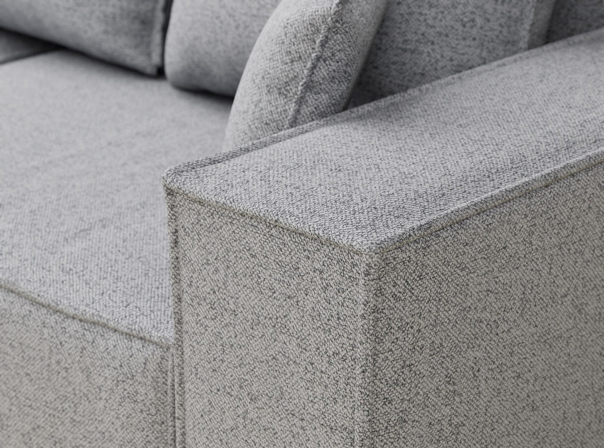 ECKSOFA MIT SCHLAFFUNKTION Moyo Hellgrau Webstoff - Hellgrau/Schwarz, Holz/Holzwerkstoff (255/148cm) - Maison de Reve