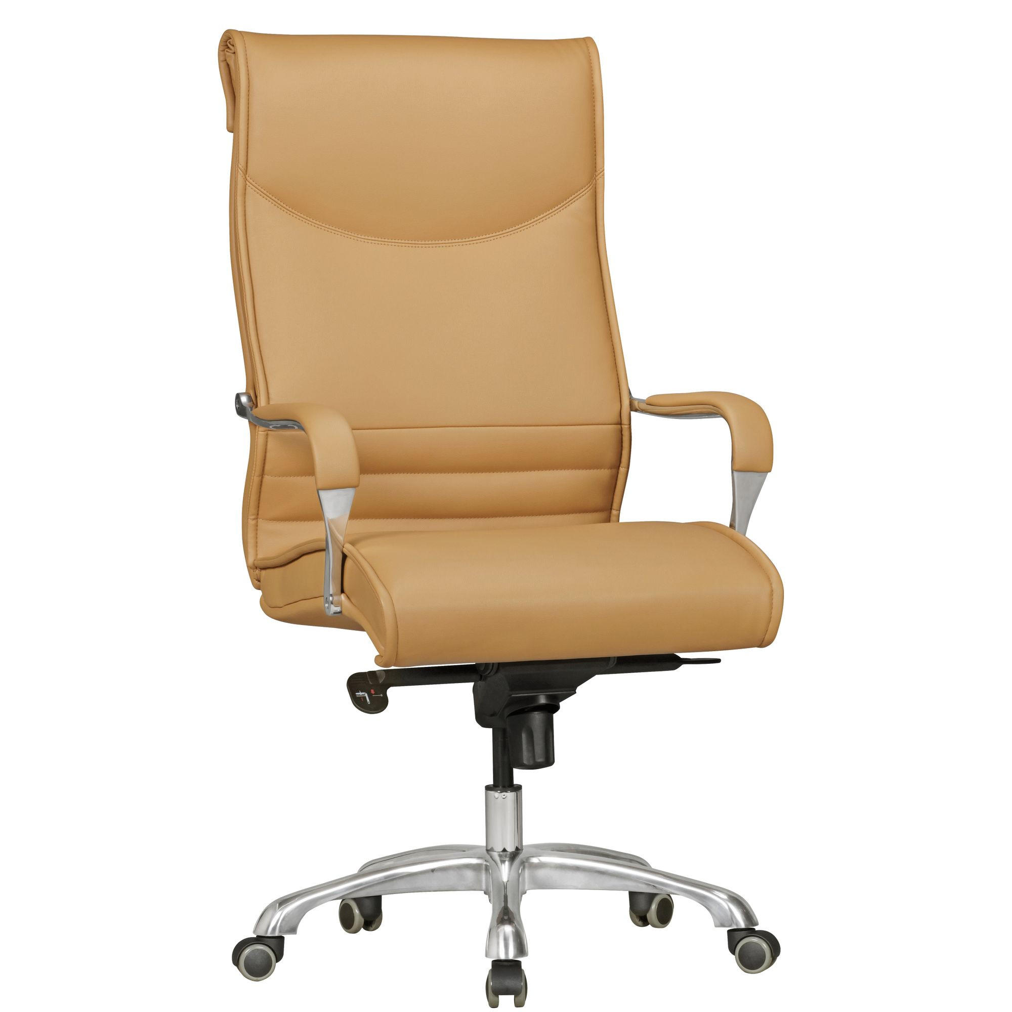 CHEFSESSEL XXL Kunstleder ergonomisch höhenverstellbar bis 150 kg VENGA, Braun 61x60x126 cm - Beige/Silberfarben, Kunststoff/Textil (61/126/60cm) - KADIMA DESIGN