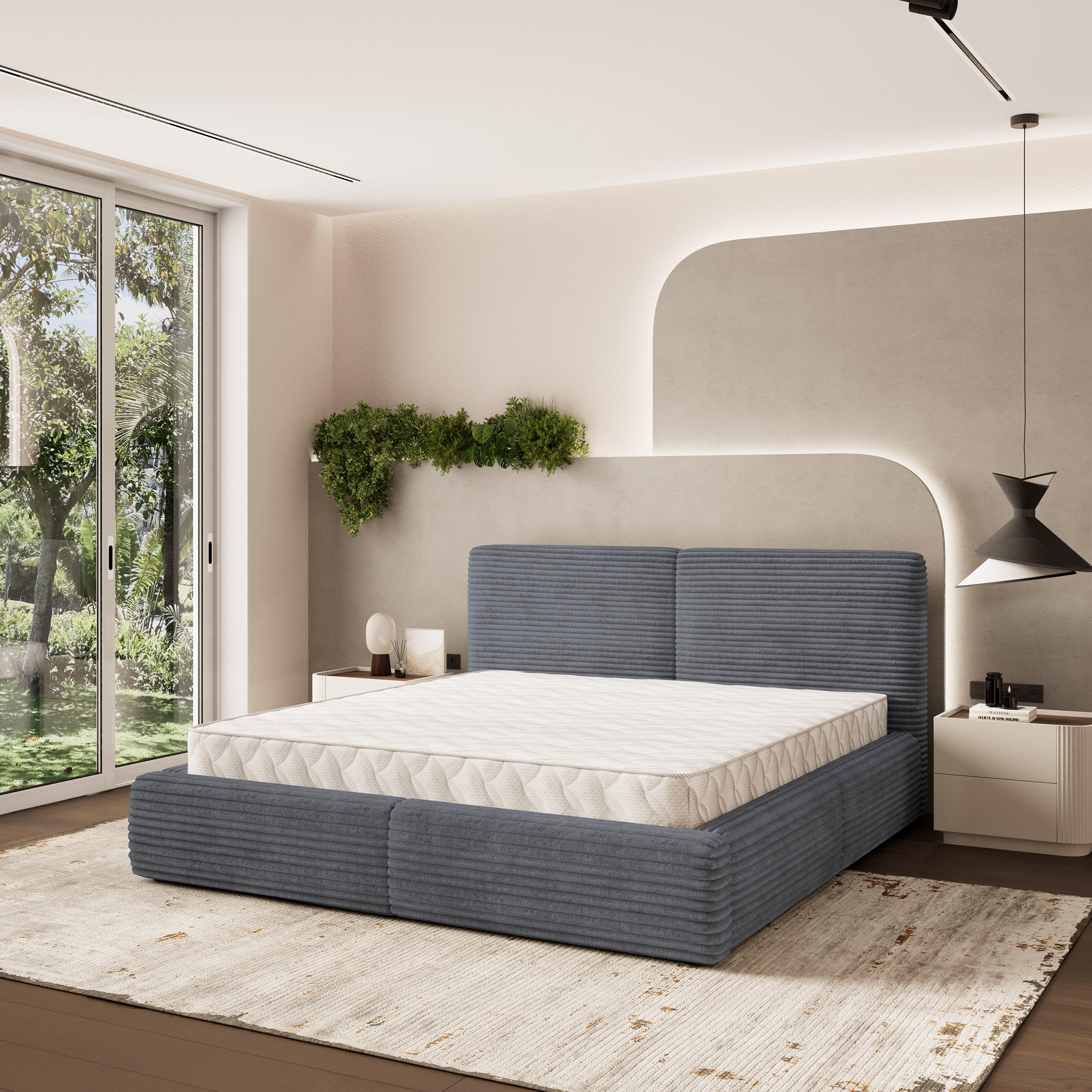 POLSTERBETT FELURO 160x200 cm mit Bettkästen - Graphitfarben - Graphitfarben, Holz (160/200cm) - MASSENO
