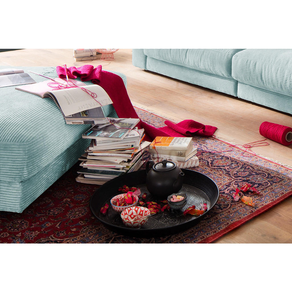 Thumbnail - Kawola Big, Hellblau, Textil, Rechteckig, 120x43x120 cm, Wohnzimmer, Hocker, Sitzhocker