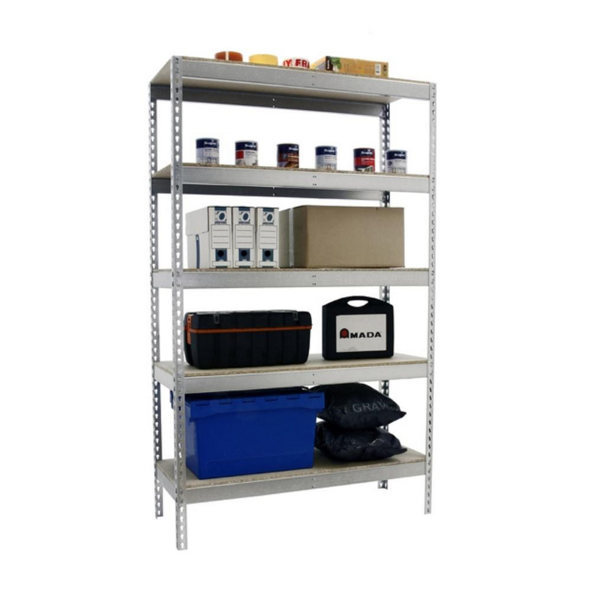 SCHWERLASTREGAL GIANT WOOD YETI FIVE | HxBxT 250x150x75cm | Fachlast 400kg | Verzinkt - Silberfarben, Metall (150/250/75cm) - PROREGAL