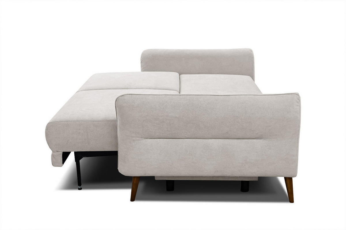 SOFA FIGARI 3-Sitzer mit Schlaffunktion, ecru - Ecru/Braun, Holz/Textil (232/90/107cm) - Courtois Laville