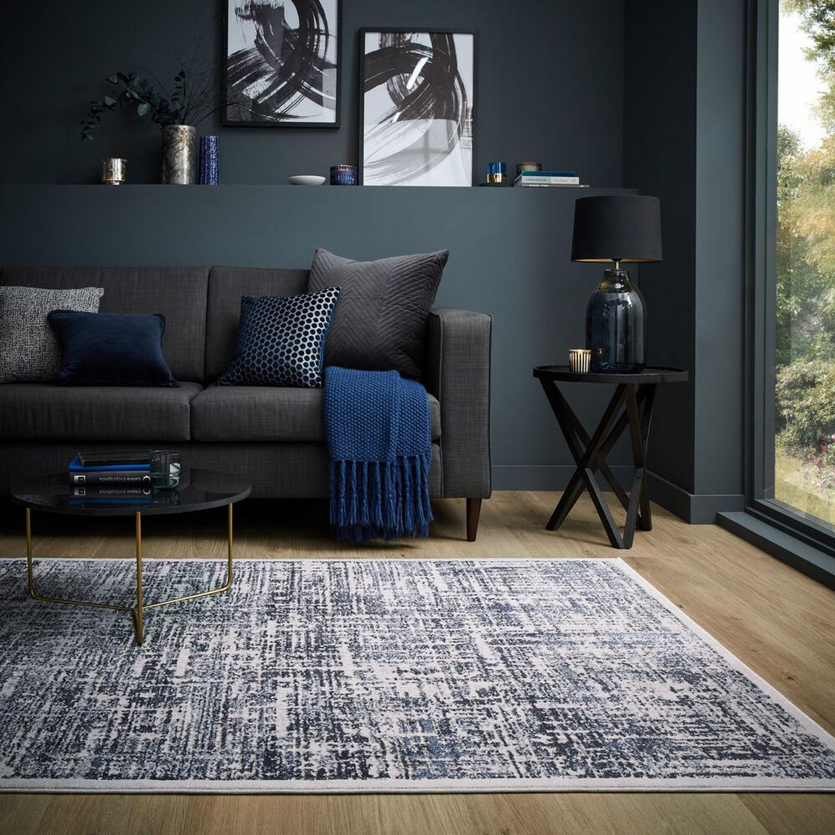 TEPPICH Abstrakt-Design, mit Glanzeffekt LYDE, Blau 120x170 cm - Blau, Textil (120/170cm) - KADIMA DESIGN
