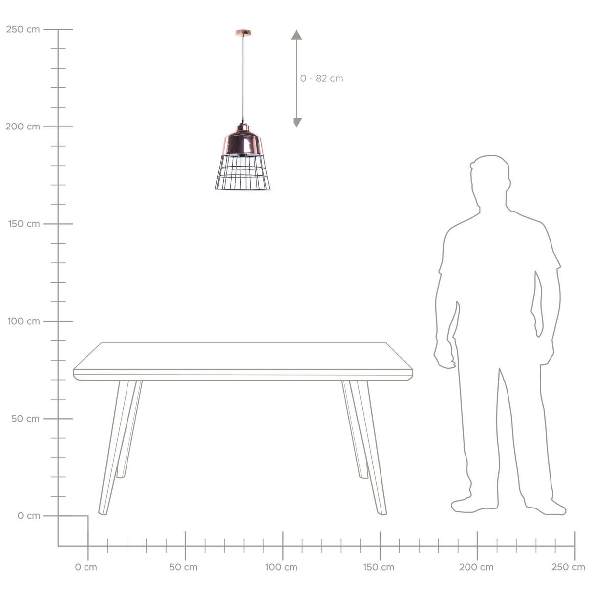 HÄNGELEUCHTE Monte 26/26/34 cm - Kupferfarben, Metall (26/26/34cm) - Beliani
