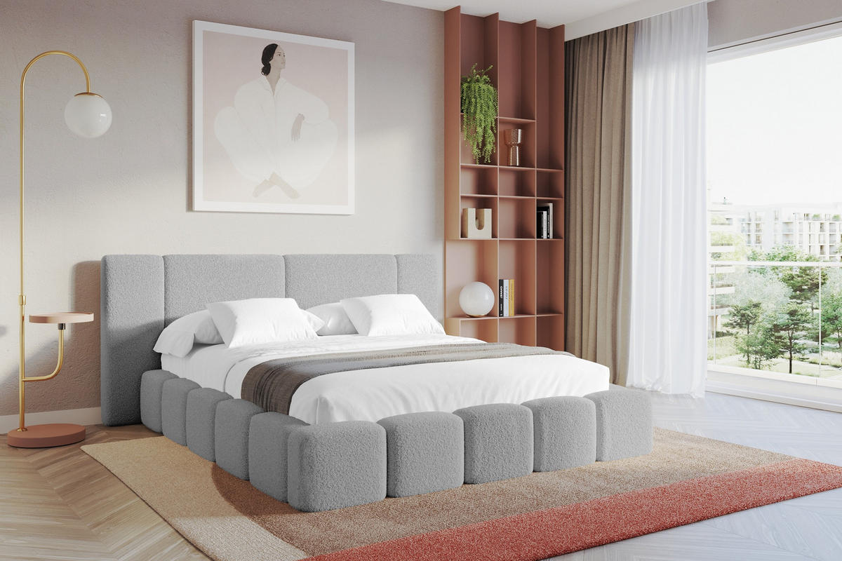 POLSTERBETT mit Bettkasten und Lattenrost, Bett mit Matratze H3/H4 - NILO 140x200 Hellgrau - Taupe, Holzwerkstoff/Textil (140/200cm) - ALTDECOR