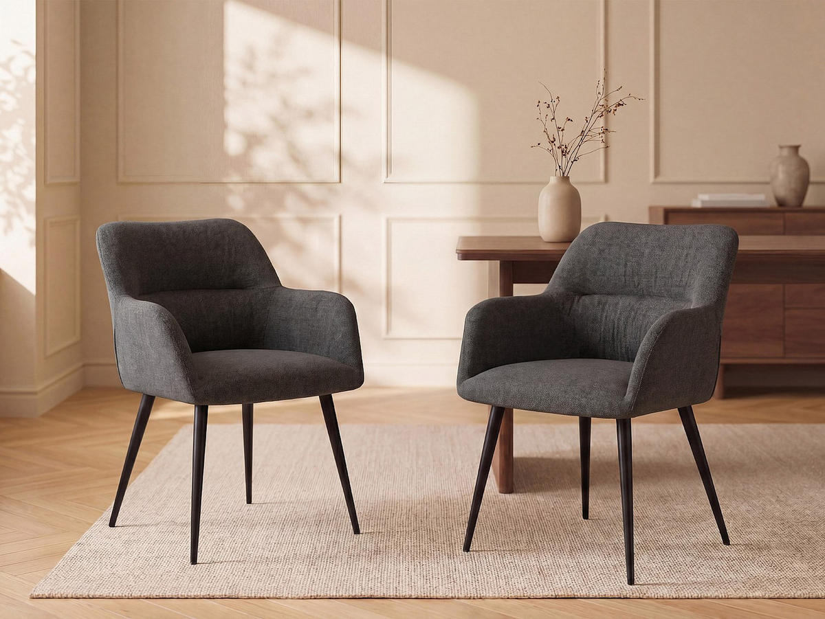STUHL - 59.5 cm x 61 cm - Stoff - Anthrazitgrau - HEKA - Anthrazit, Textil (59.5/78/61cm) - Vente-Unique