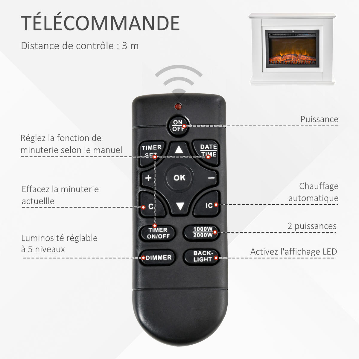 ELEKTROKAMIN DE-17015 Große Größe 2000 W LED-Flamme Weiß - Weiß, Holzwerkstoff (98/80/27.5cm) - ComfortXL