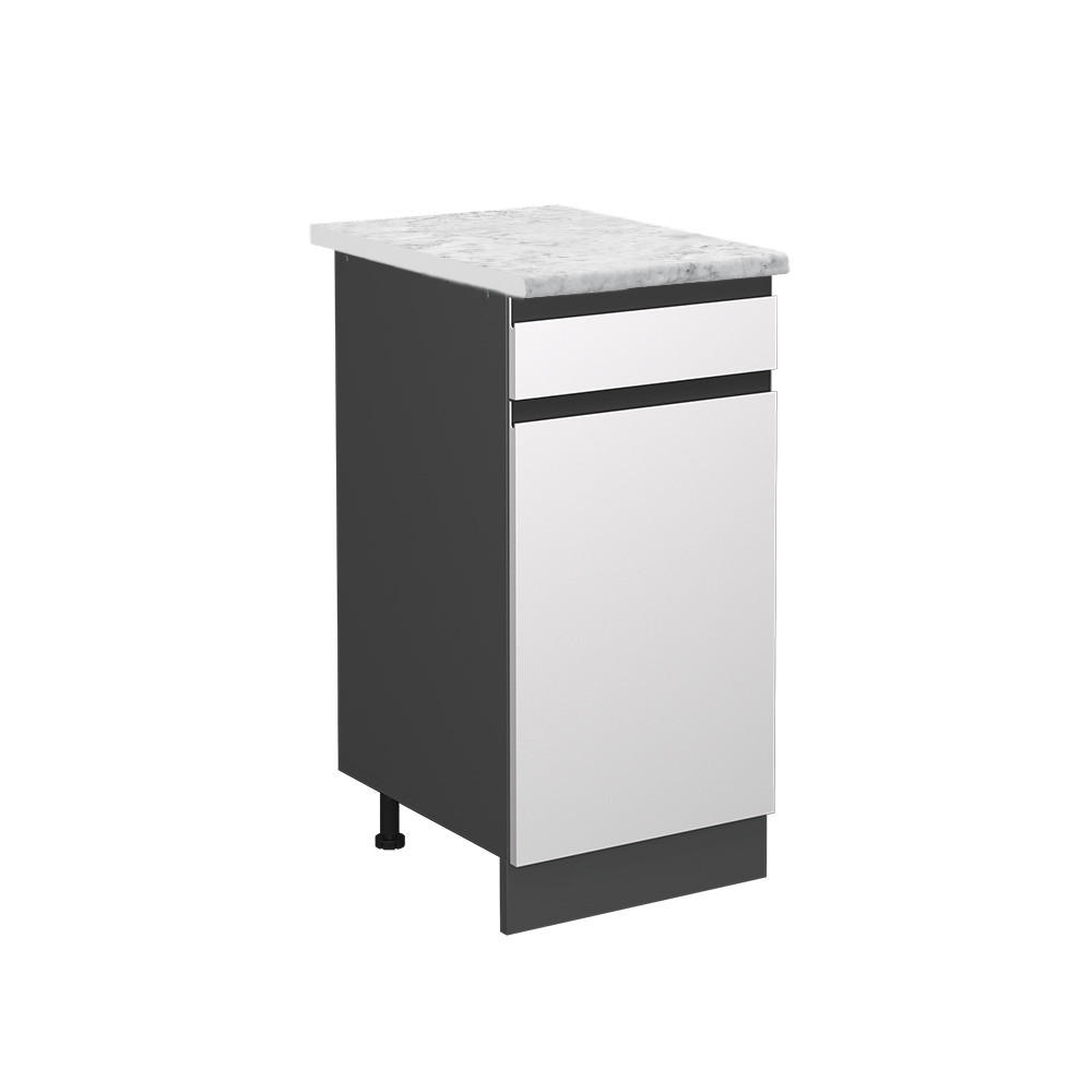 KÜCHENUNTERSCHRANK R-Line Weiß 40 cm AP Marmor - Anthrazit/Weiß, Holzwerkstoff (40/81.6/46cm) - Vicco