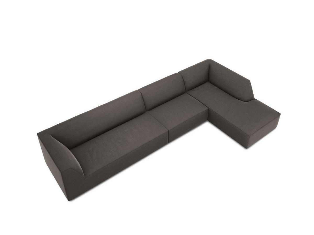 ECKSOFA rechts Ruby aus Samt dunkelgrau 5 Sitzplätze - Dunkelgrau, Textil (180/366cm) - Micadoni