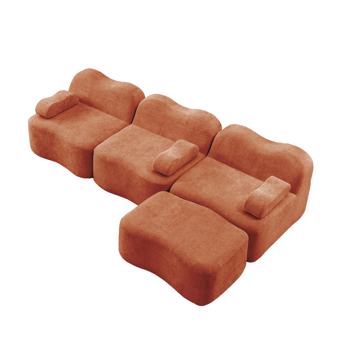 SOFA modulares Ecksofa mit Hocker Samt Orange - Orange, Textil (167/288cm) - Meubliv