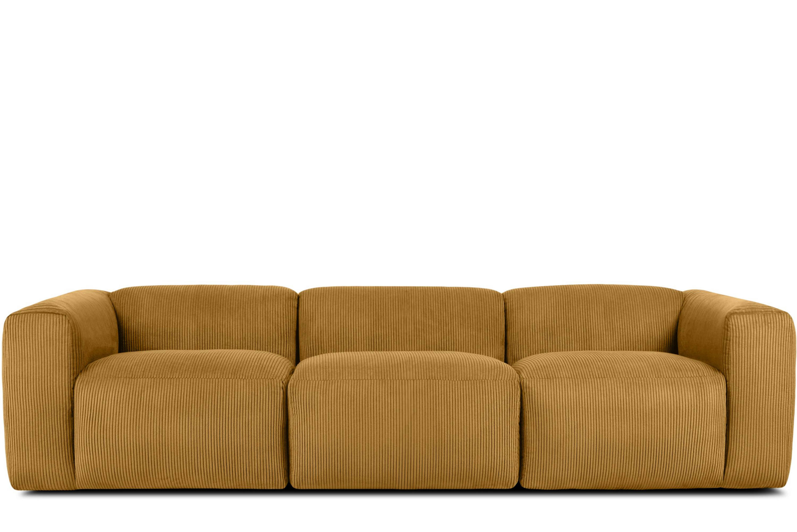 3-SITZER-MODULSOFA BUFFO mit extrem weicher und bequemer Sitzfläche, Kordstoff, gelb - Gelb, Textil (290/73/96cm) - KONSIMO®
