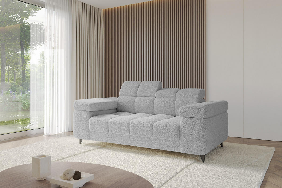 SOFA 2-Sitzer LORD-S1 194x97x90 cm Hellgrau Bouclé - Hellgrau, Holzwerkstoff/Textil (194/90/97cm) - ALTDECOR