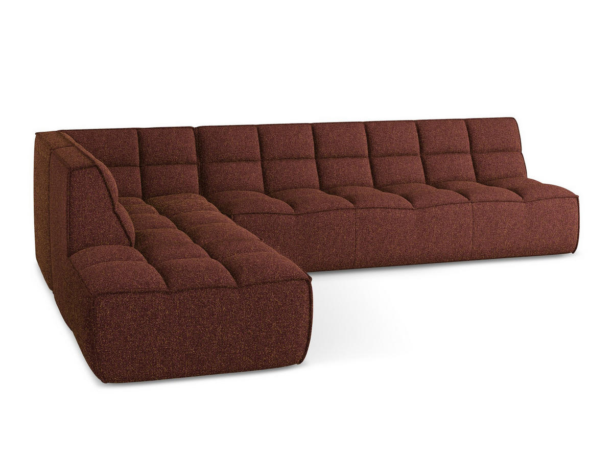 ECKSOFA Beidseitig Strukturstoff Stoff Rot - Bordeaux/Rot, Kunststoff/Textil (308/258cm) - Makamii