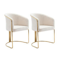 STUHL mit Armlehnen 2er-Set - Bouclé-Stoff & Metall -Weiß & Goldfarben - JOSETHE - Weiß, Textil (52.5/82.5/59.5cm) - Pascal Morabito