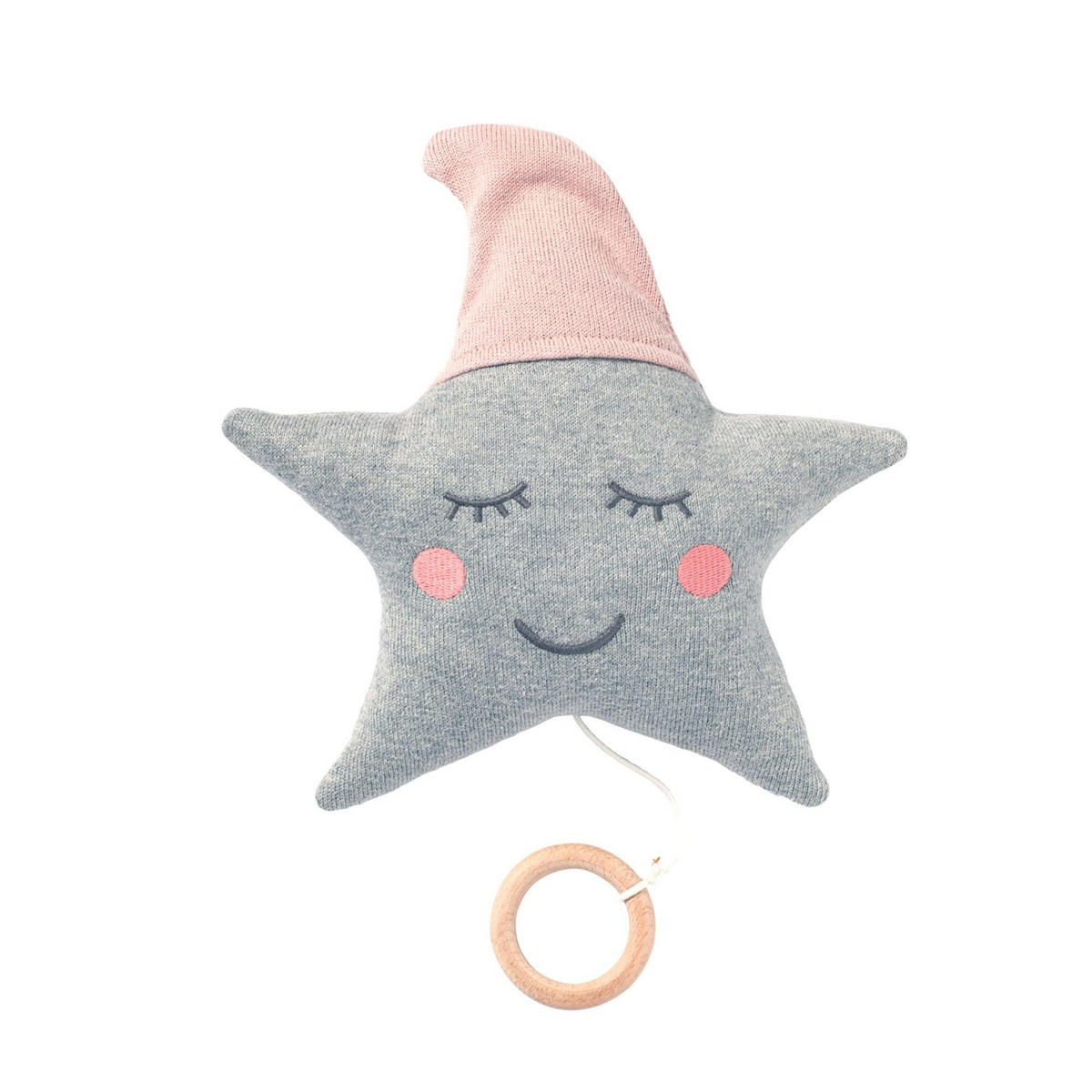 SPIELUHR Baby Geschenk Set: Spieluhr + Rassel Stern Rosa - Rosa, Textil (15/4/22cm) - nordic coast company