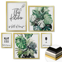 WANDBILDER 5er Set - 50x50 cm & 20x30 cm & 40x60 cm Goldrahmen - Wasserfälle in grüner Umgebung - Goldfarben, Kunststoff (40/60cm) - ArtPrintCave
