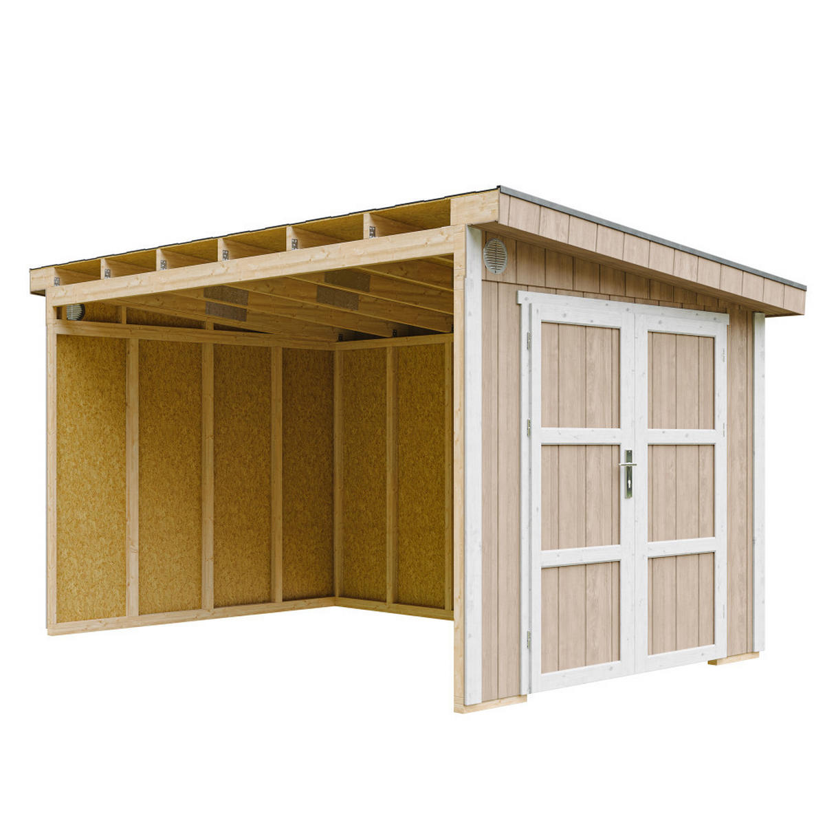 GARTENHAUS 8,68 m² - H231x248x412 cm - Ohne Boden und Seitenwand – M939B-TERRA BROWN - Hellbraun, Holz (236/231/368cm) - Timbela