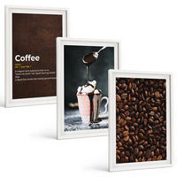 BILDER SET 3er Set - 40x60 cm Weißer Rahmen - Kaffeegetränk mit Schlagsahne - Weiß, Kunststoff (40/60cm) - TULUP
