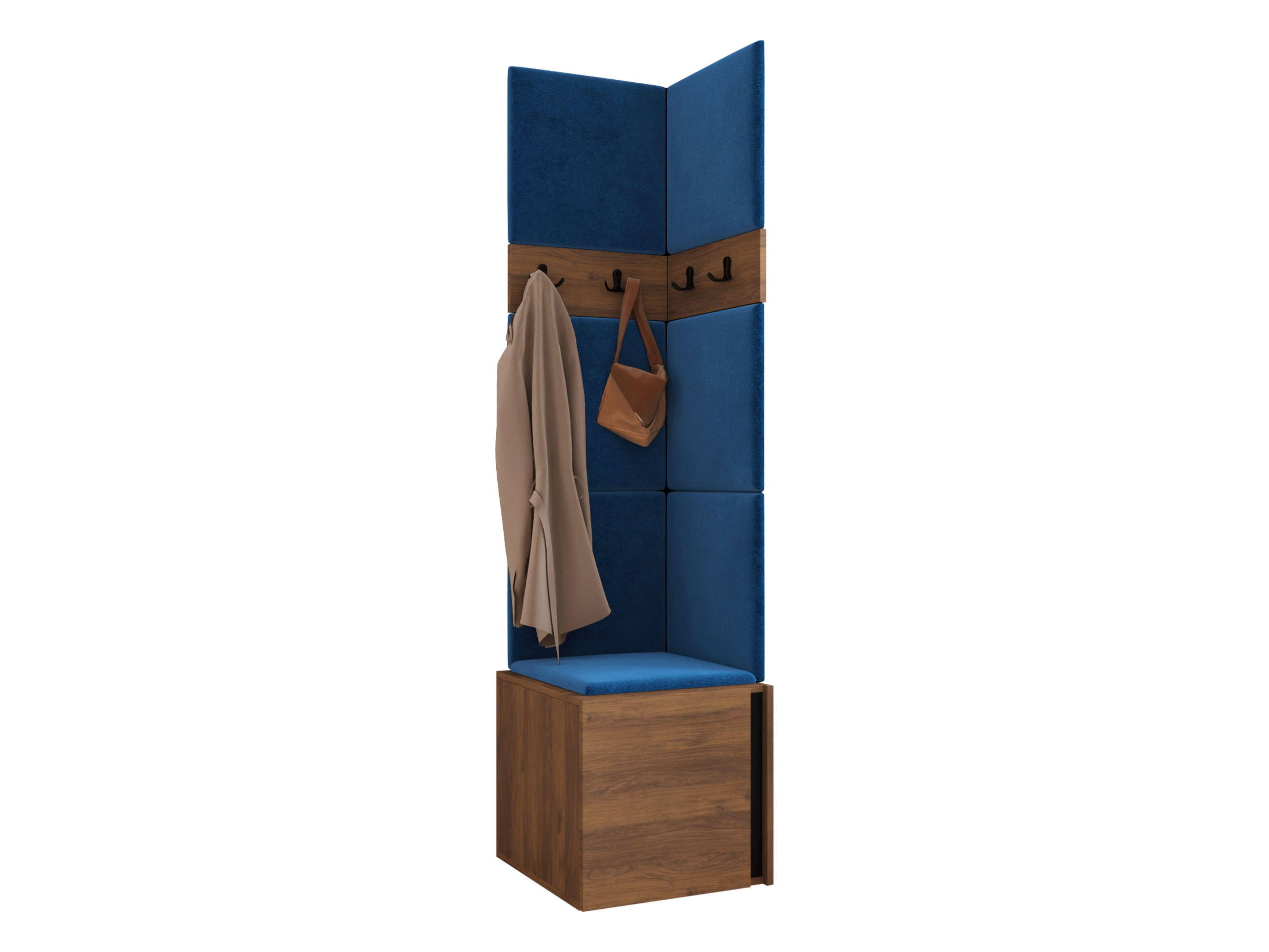GARDEROBEN-SET Orion XXI - Blau/Nussbaumfarben, Holzwerkstoff/Kunststoff (42/186/46cm) - MIRJAN24