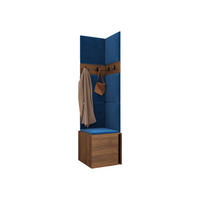 GARDEROBEN-SET Orion XXI - Blau/Nussbaumfarben, Holzwerkstoff/Kunststoff (42/186/46cm) - MIRJAN24