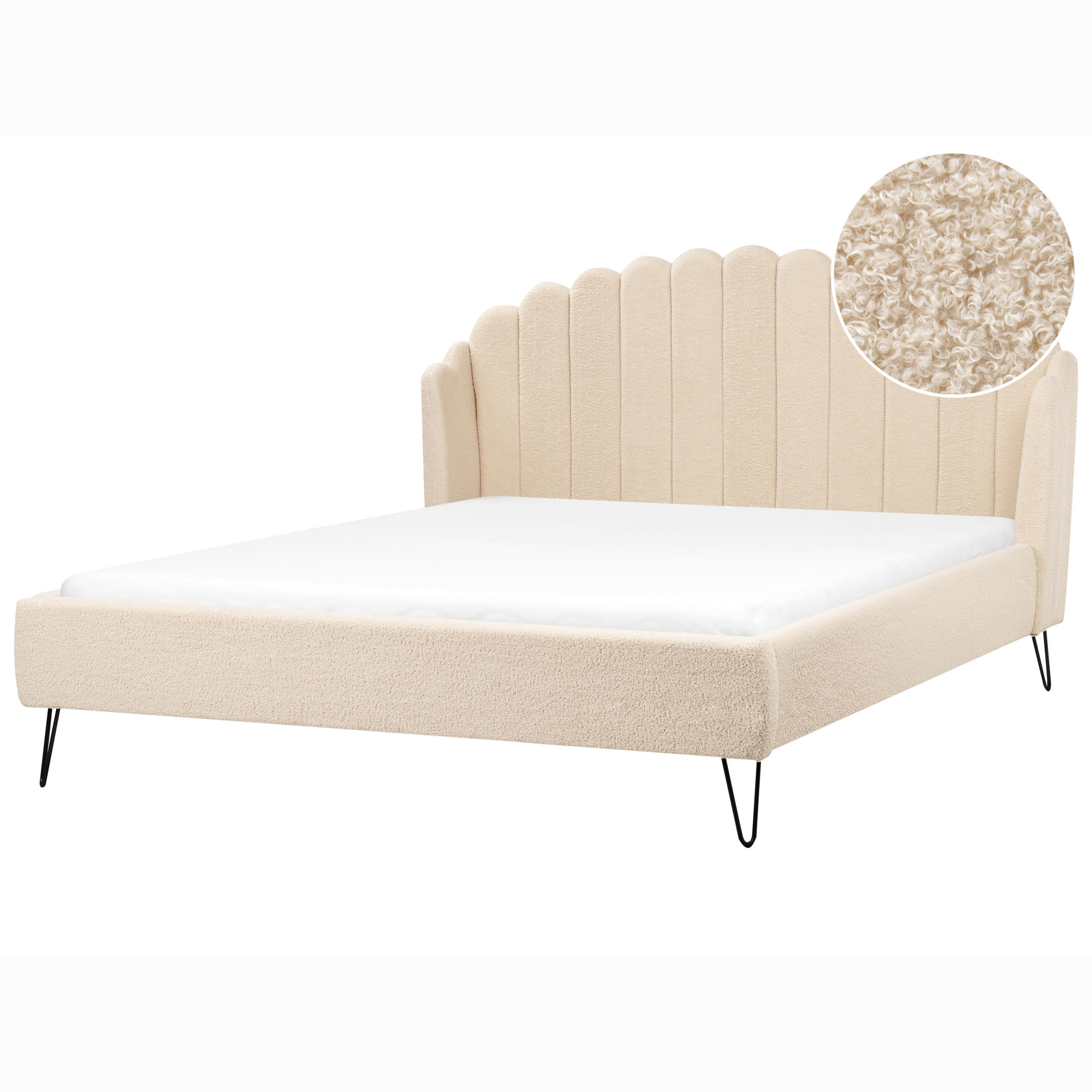 POLSTERBETT mit Lattenrost 180x200 cm Beige Ambillou - Beige, Textil (180/200cm) - Beliani