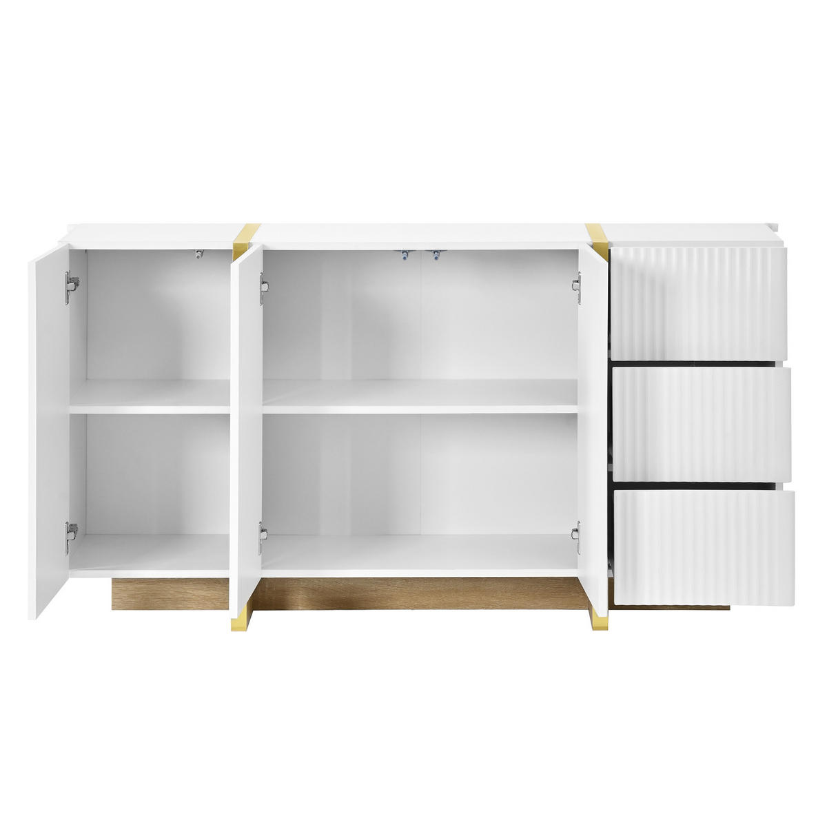 PŘÍBORNÍK se 3 dvířky a 3 zásuvkami, bílý, 140 cm - bílá, kompozitní dřevo (140/75/36cm) - Urban Meuble