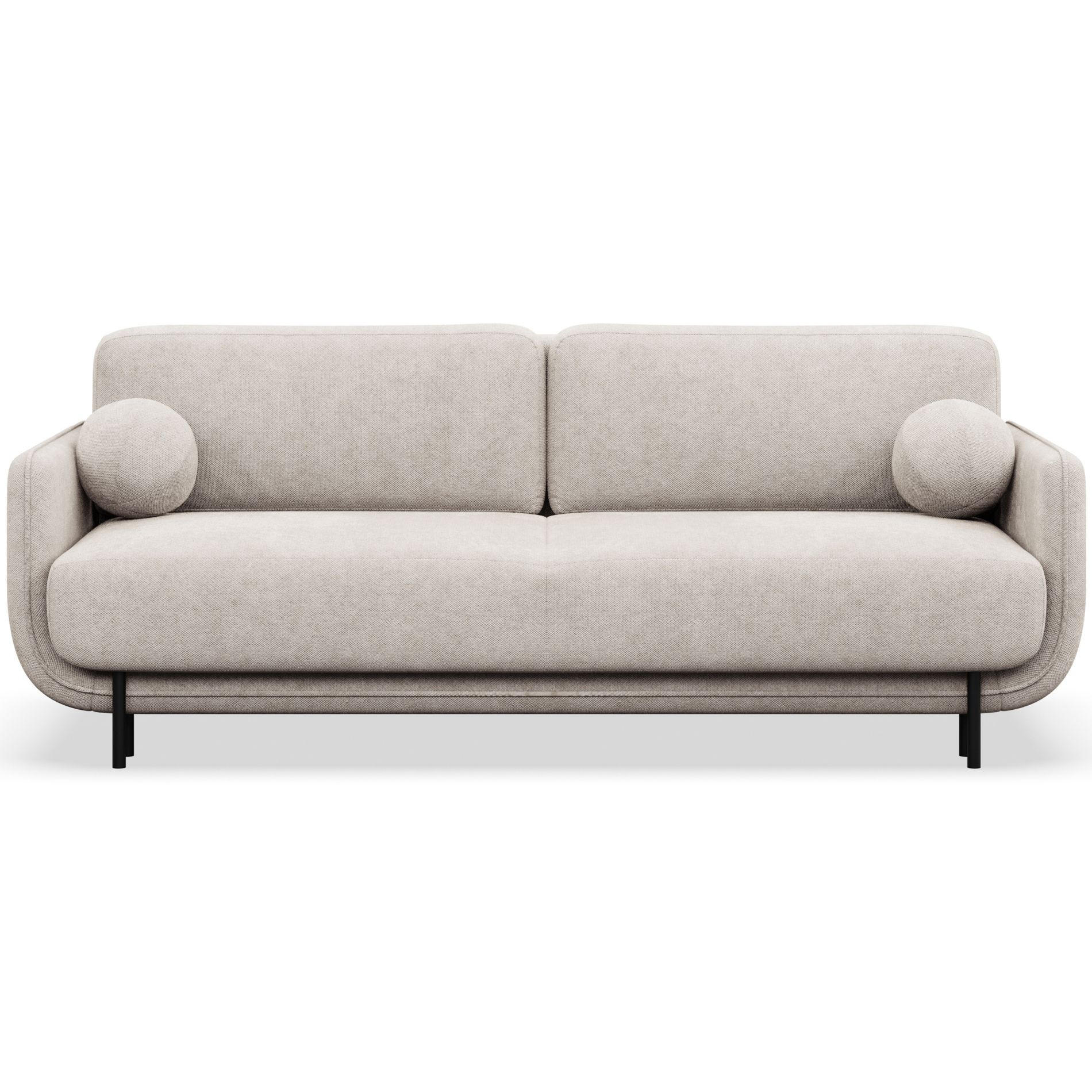 SCHLAFSOFA Ovals Hellbeige - Ecru/Schwarz, Textil/Metall (236/95/96cm) - Selsey