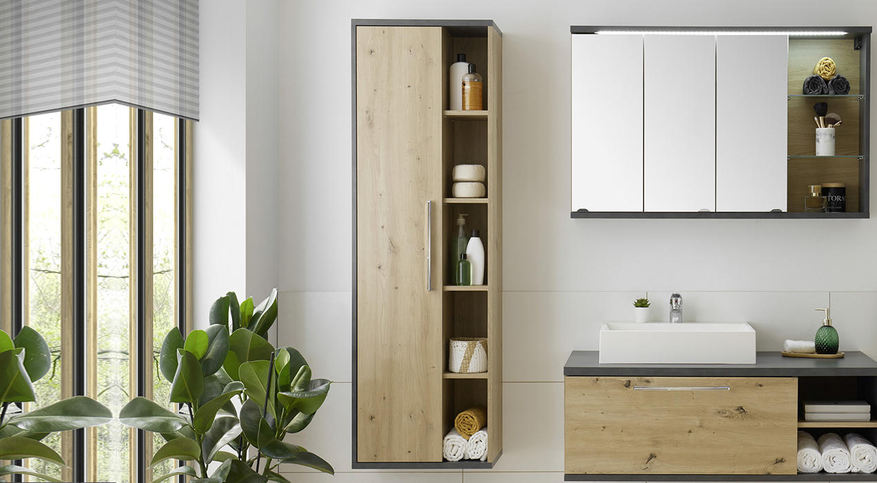 mid.you Badezimmer Hochschrank Eiche