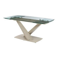 ESSTISCH ausziehbar - 6 bis 10 Personen - Sicherheitsglas & Metall - Transparent & Beige - MALATA - Transparent, Glas (260/90/76cm) - Vente-Unique