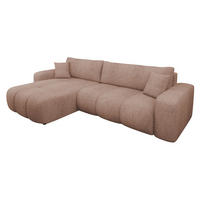 ECKSOFA Furyn Maxi Boucle - Hellbraun/Schwarz, Holzwerkstoff/Kunststoff (274/145cm) - MIRJAN24