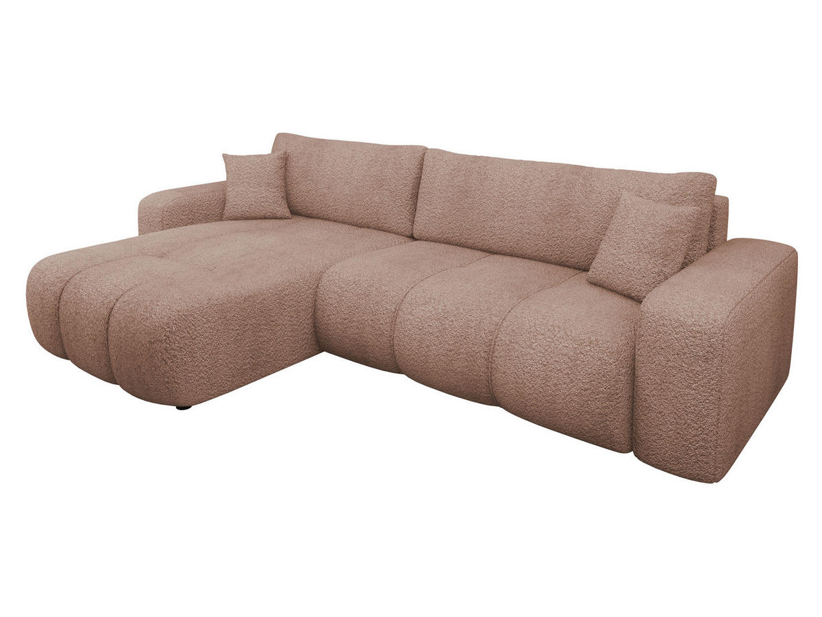 ECKSOFA Furyn Maxi Boucle - Hellbraun/Schwarz, Holzwerkstoff/Kunststoff (274/145cm) - MIRJAN24