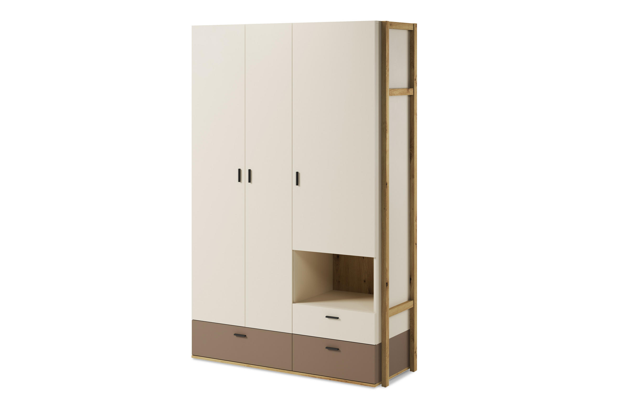 KINDERKLEIDERSCHRANK TRIDA mit Holzelementen, braun/artisan eiche - Braun/Eiche Artisan, Holz (135/210/51cm) - KONSIMO®