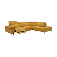 ECKSOFA Fiesta Echtleder mit 1 x Relaxfunktion Senfgelb - Gelb, Leder/Metall (282/220cm)