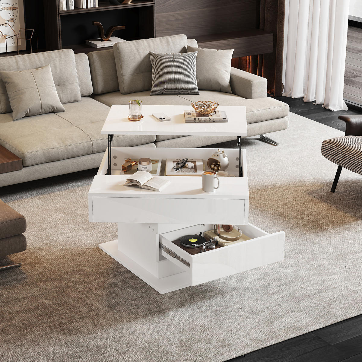 COUCHTISCH Weiß 70/70/45 cm - Weiß, Holzwerkstoff (70/70/45cm) - PANGIVO