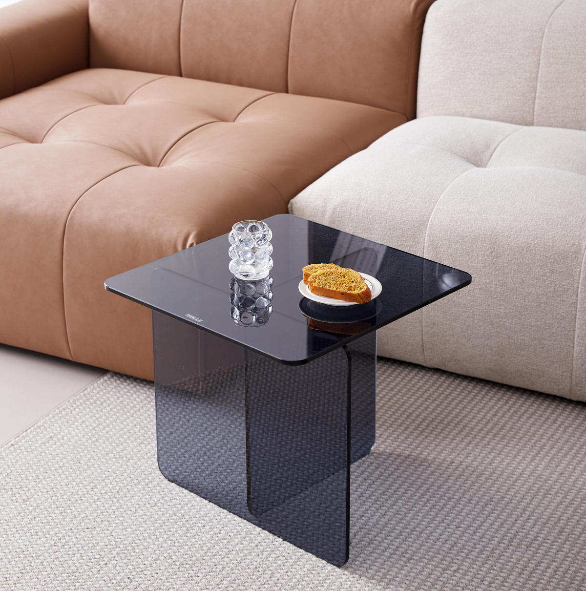 BEISTELLTISCH aus gehärtetem Glas 45x45x41 cm Grau - Grau, Glas (45/45/51cm) - IVMEU