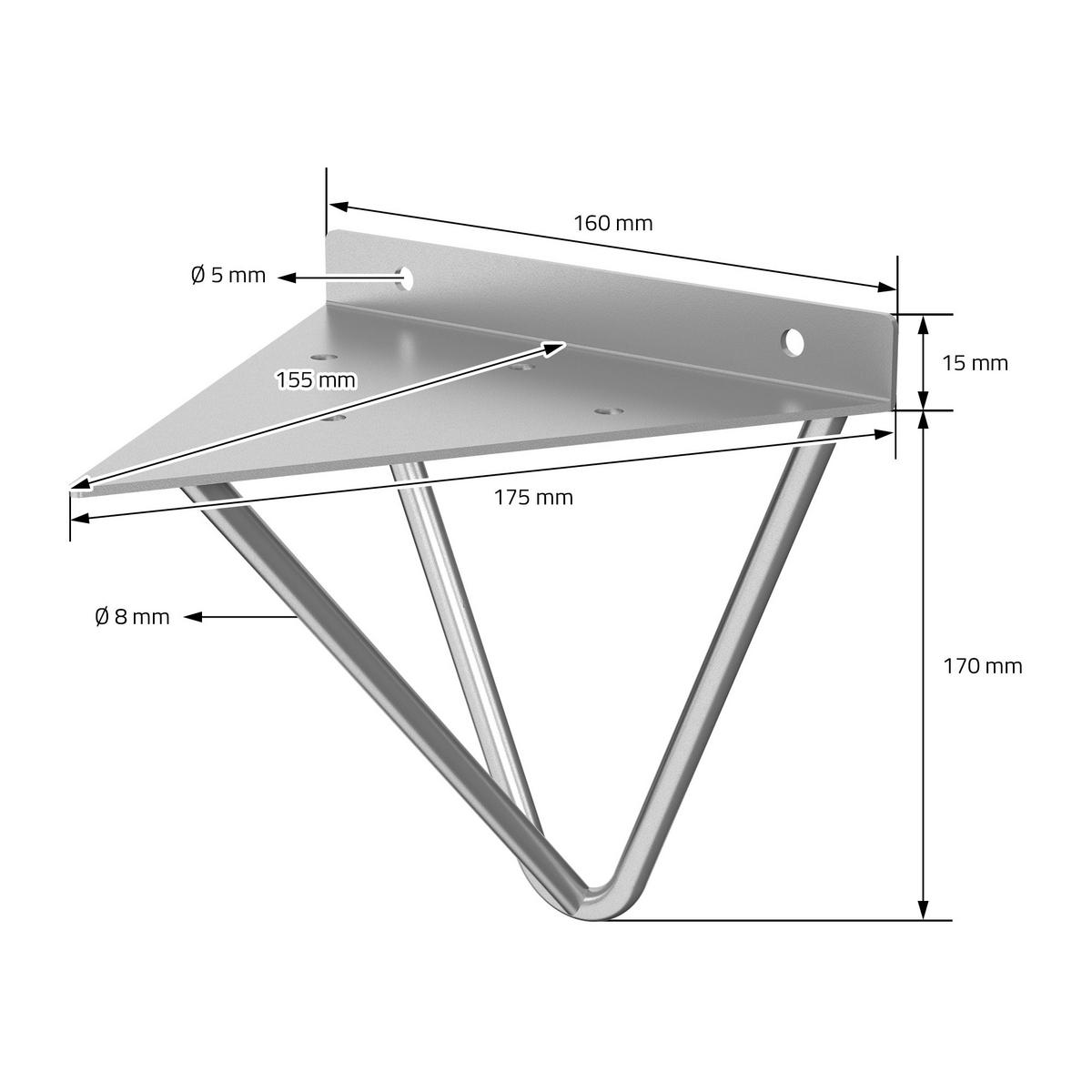 REGALHALTERUNG 2er Set 160mm Grau - Grau, Metall (15.5/17/16cm) - ML-DESIGN