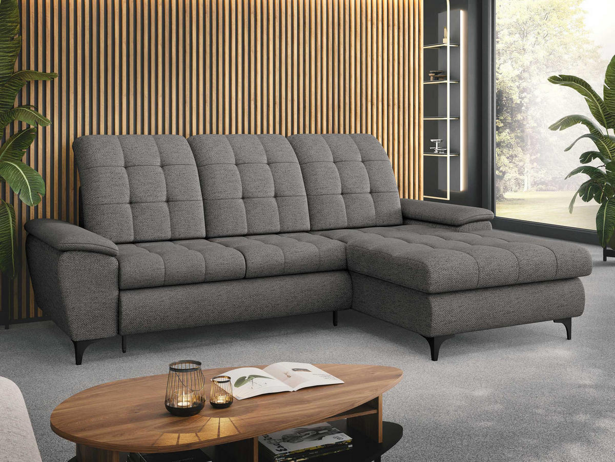 COLTAR Crystal, Dreapta - gri închis/negru, material textil/lemn (182/260cm) - MIRJAN24