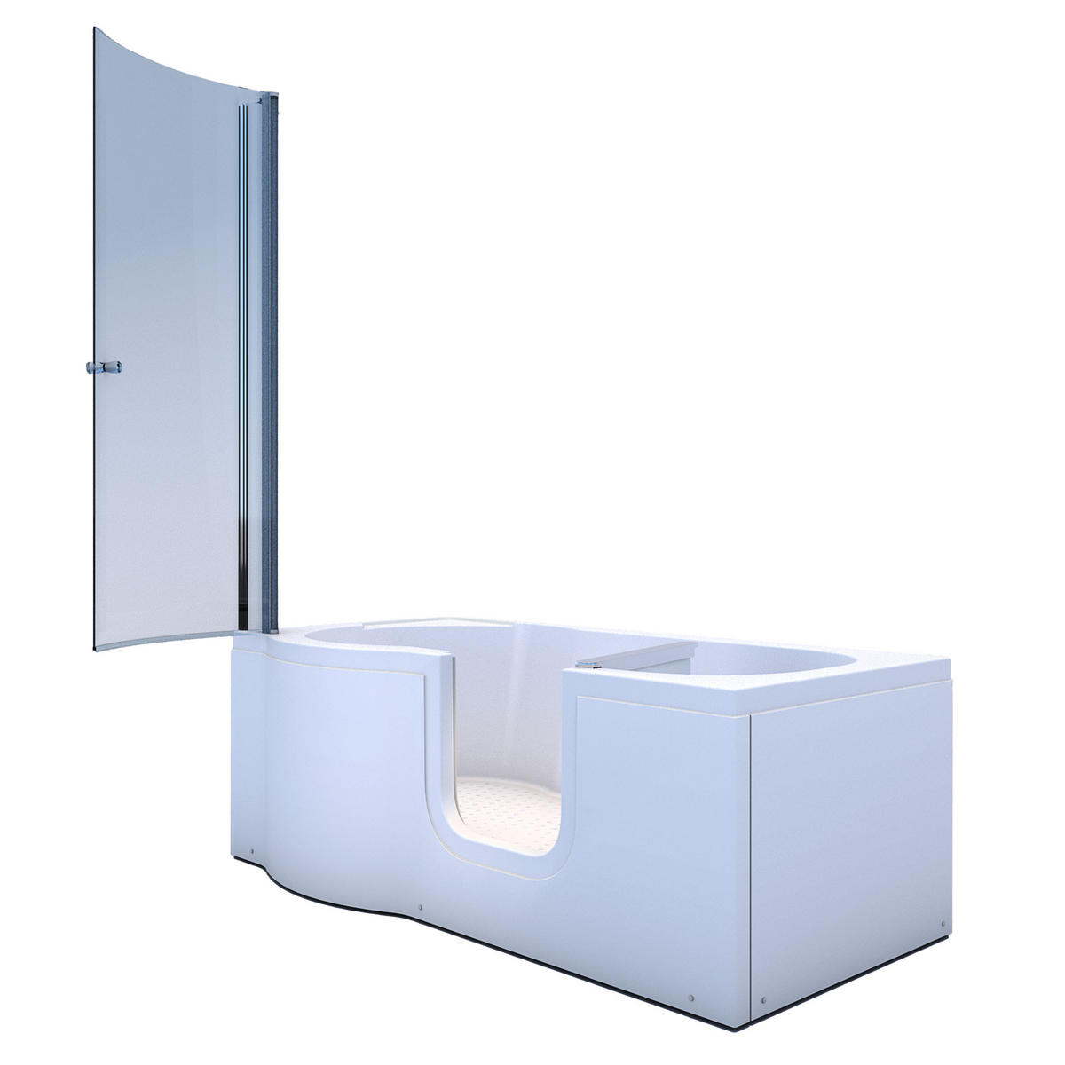 SENIORENDUSCHE Sitzwanne mit Tür S12D-R-EC 85x170 cm - Weiß, Glas/Kunststoff (85/170/200cm) - AcquaVapore by Sandra Jentho