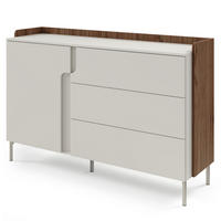 KOMMODE Positivo mit 1 Tür und 3 Schubladen, 140 cm, Alba-Nuss + Kaschmir - Nussbaumfarben, Holzwerkstoff (143/95/42cm) - Beautysofa