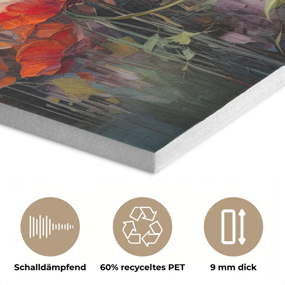 AKUSTIKPANEEL Blumen - Aquarell - Kunst - Botanisch - Natur 100x70 cm - Orange, Textil (100/0.9/70cm) - MuchoWow