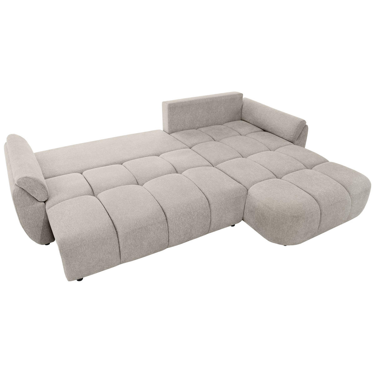 ECKSOFA Massimo, universelle Eckschlafsofa 280 cm mit Schlaffunktion und Bettkasten, Beige - Beige, Textil (283/204cm) - Beautysofa