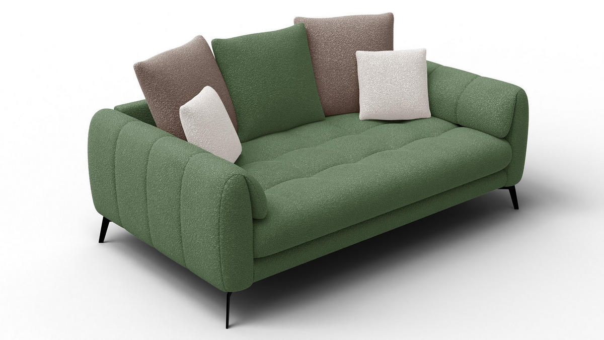 SOFA CALME 2,5-Sitzer, olive und beige - Olivgrün, Holz/Textil (199/92/108cm) - Courtois Laville