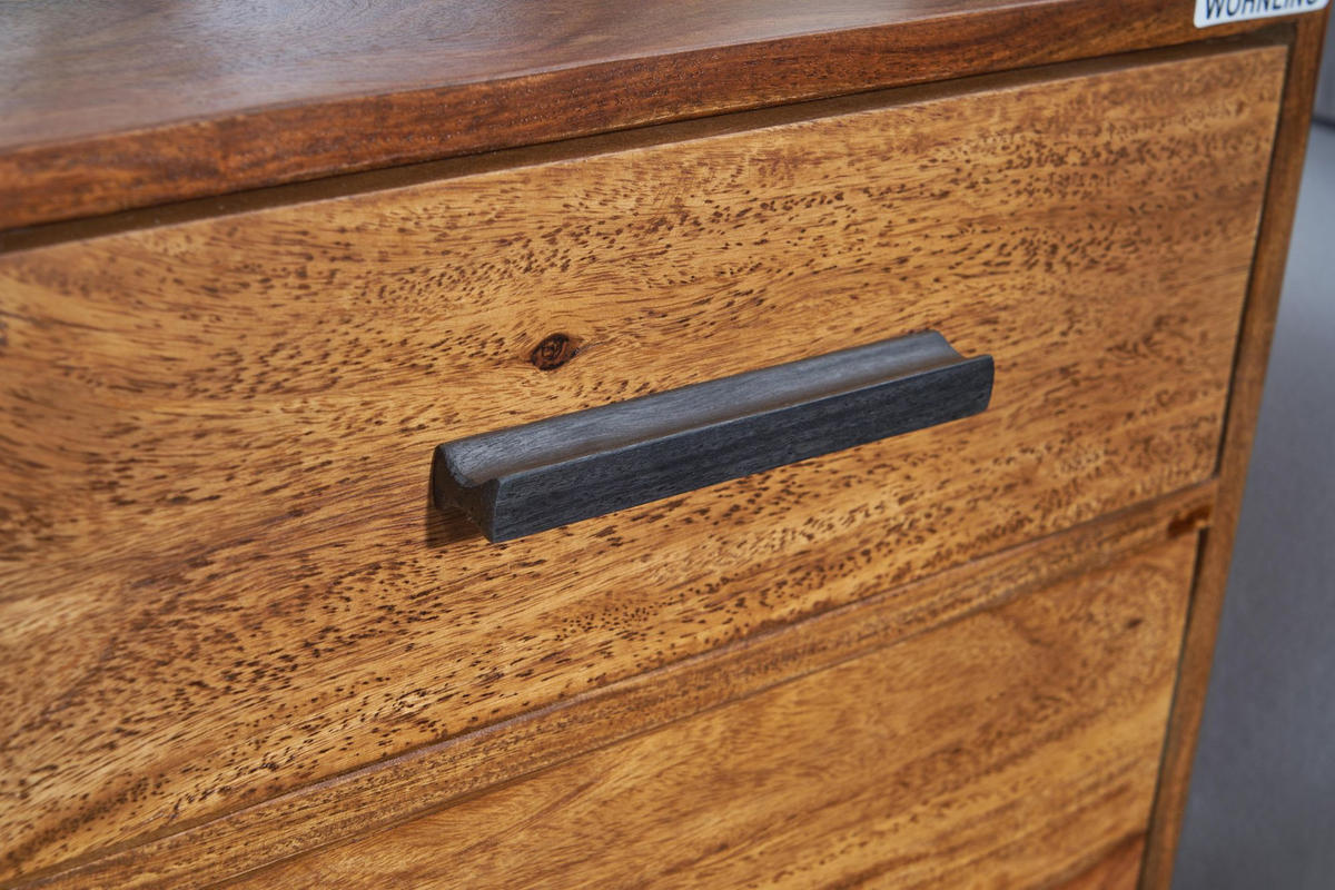 NACHTTISCH – Massivholz/Eisen, Schublade & Tür, Industrial-Stil - Schwarz/Braun, Holz/Metall (45/65/35cm) - KADIMA DESIGN