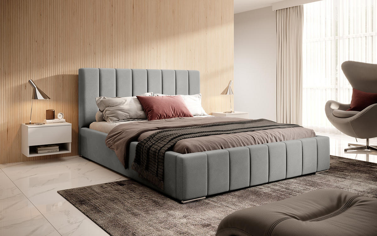 POLSTERBETT ALVORA 140x200 cm, Grau - Grau, Textil (200/140cm) - Fedve
