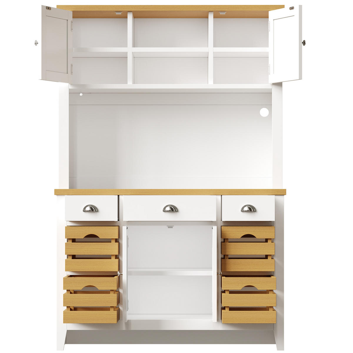 BUFFET DE-38498 120/40/188 cm mit Soft-Close-Türen Weiß - Weiß, Holzwerkstoff (120/188/40cm) - ComfortXL