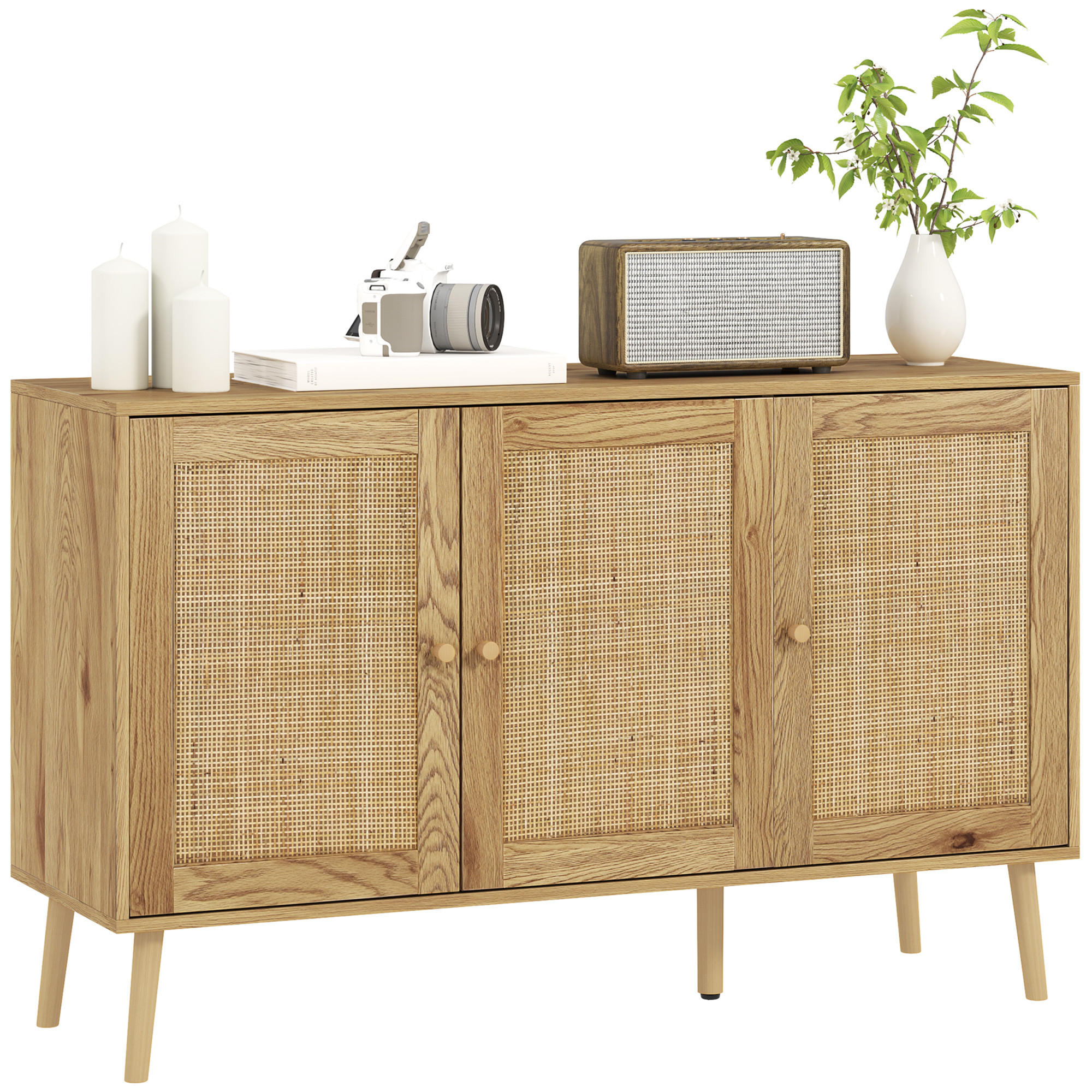 SIDEBOARD Naturfarben, Rattantüren, 120/40/75 cm - Naturfarben, Holz (120/75/40cm) - PANGIVO
