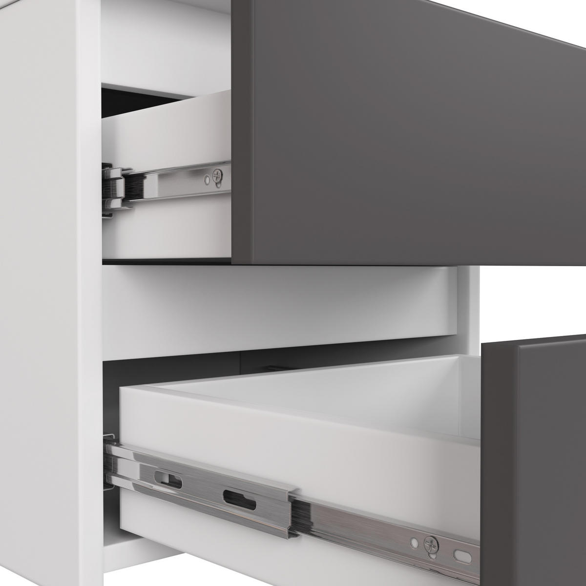 NACHTSCHRANK Weiß, Grau 40x35x57 cm - Schwarz Hochglanz/Weiß, Holzwerkstoff (40/57/35cm) - Akord