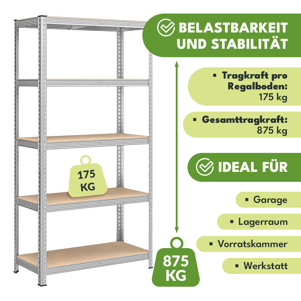 SCHWERLASTREGAL - Silberfarben, Metall (90/180/40cm) - KRUMAD