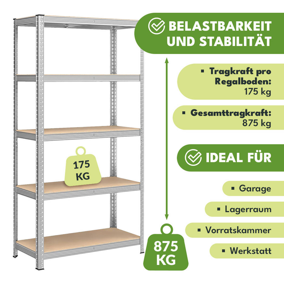 SCHWERLASTREGAL - Silberfarben, Metall (90/180/40cm) - KRUMAD